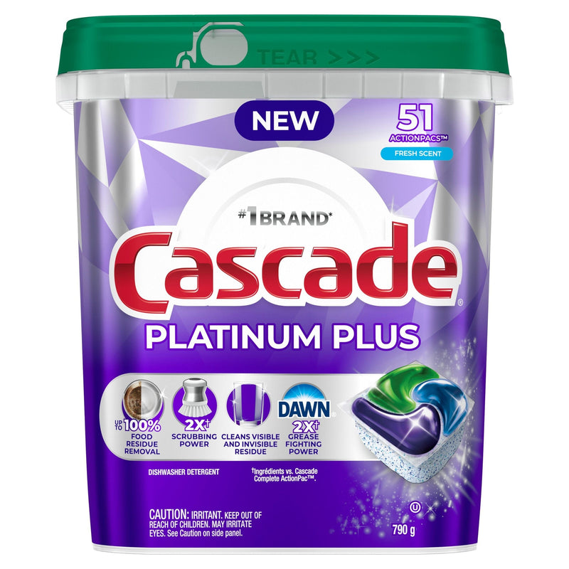 Cascade Platinum Plus ActionPacs Dishwasher Detergent Pods, Fresh, 51-pk B2