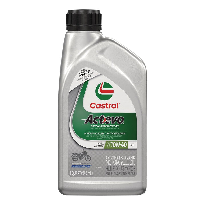 Castrol Actevo Motorcycle Oil 4T 10W40, 946-mL X8