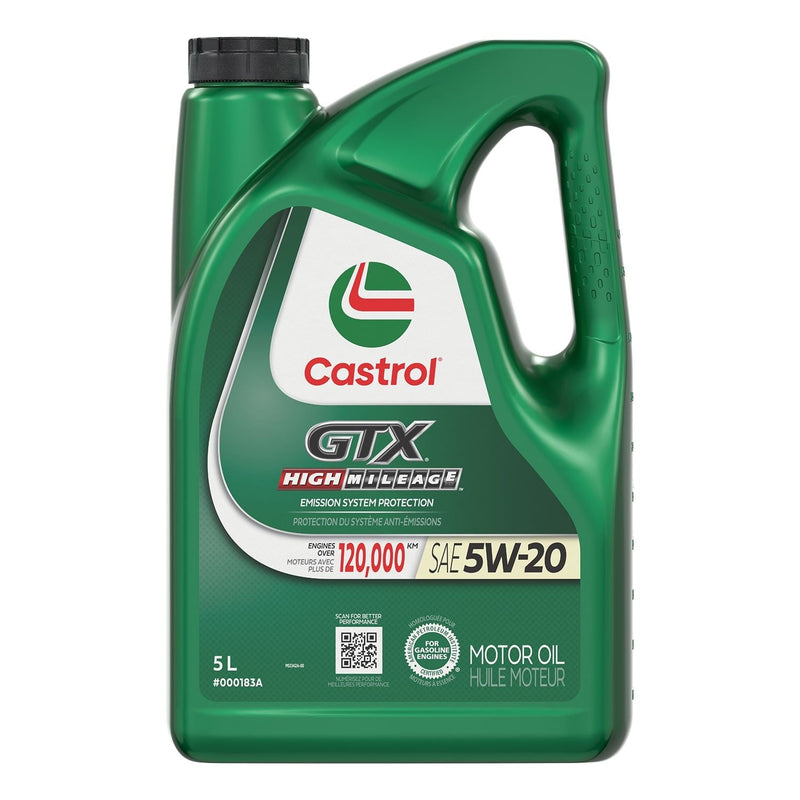 Castrol GTX High Mileage 5W20 Conventional Engine/Motor Oil, 5-L L5