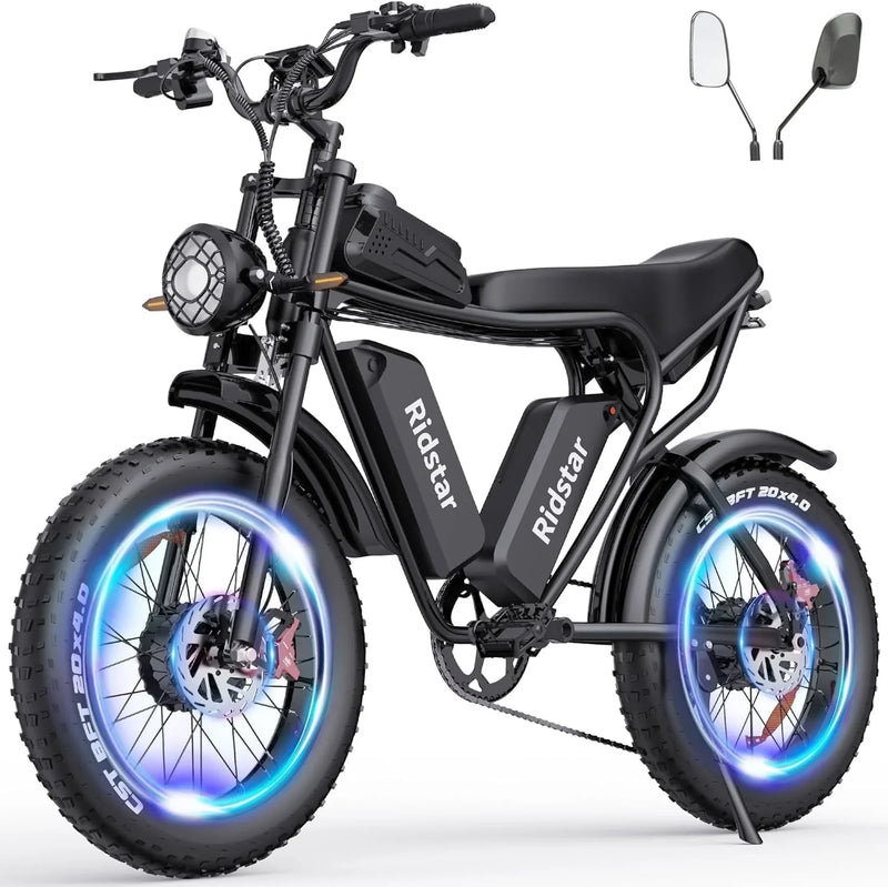 Electric Bike Q20, 2000W, 52V, 30-180 Miles All-Terrain Fat Tire E-Bike for Adults V9