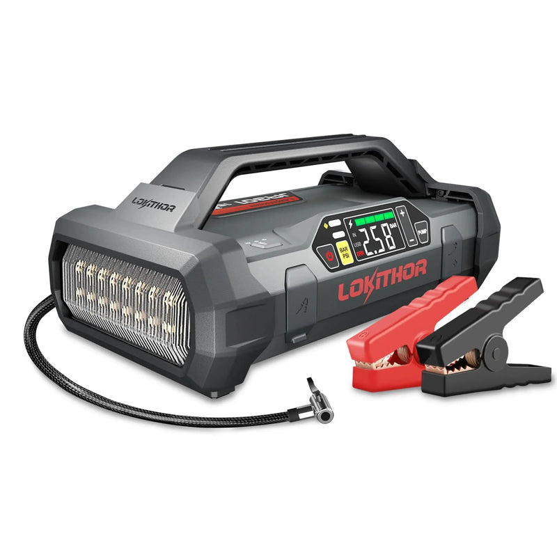 Starter with Air Compressor, 1500Amp 12V Portable Car Battery Booster Pack for Upto 7.0L Gas or 4.5L Diesel, 150 PSI Tire Inflator with Digital Screen, 24 Months Ultra-Long Standby V5