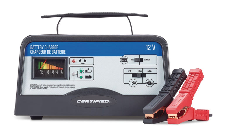 Certified Battery Charger, Fully Automatic, 10/2-Amp, 12V, with 50-Amp Engine Start R2