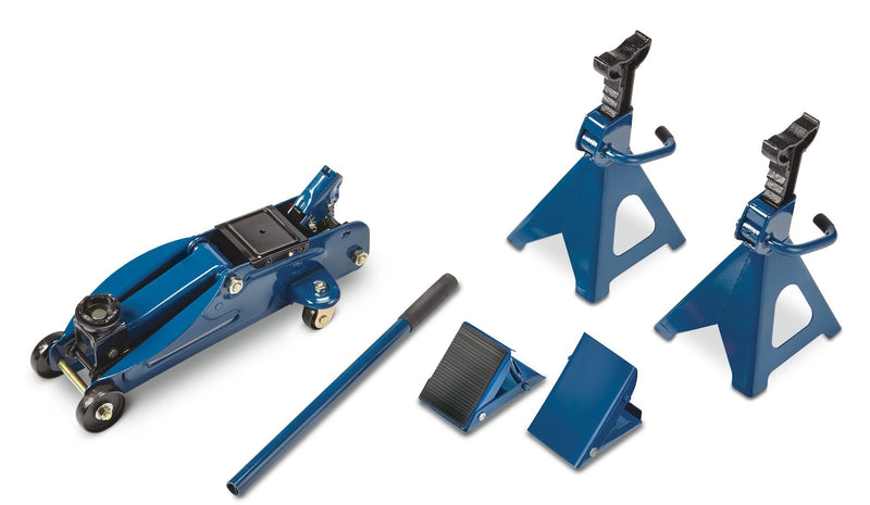 Certified Garage Combo Kit, Jack and Axle Stands with Wheel Chocks, 2-Tonnes, 5-pc N2