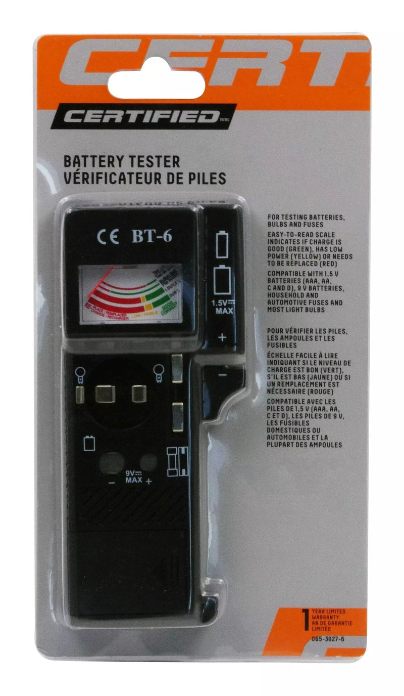 Certified Universal Battery Tester / Checker, AAA, AA, C, D, 9V D8
