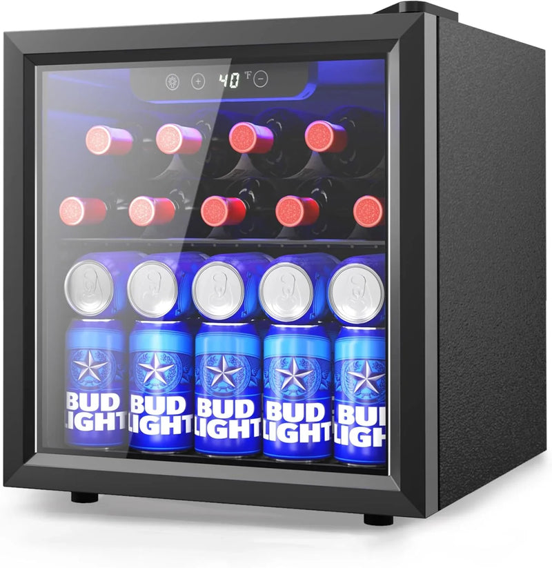 Refrigerator Cooler - 126 Can Mini Fridge with Glass Door for Soda Beer or Wine, Beverage Cooler for Home, Office, Bar with Adjustable Removable Shelves, Silver B7