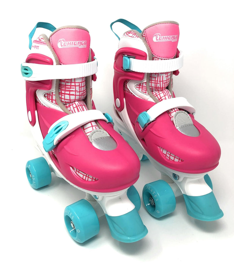 Chicago Skates Kids' Adjustable Quad Rollerblades Bundle, Pink X2