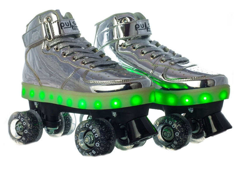 Chicago Skates Pulse LED Light Up Rollerskates, Silver E5