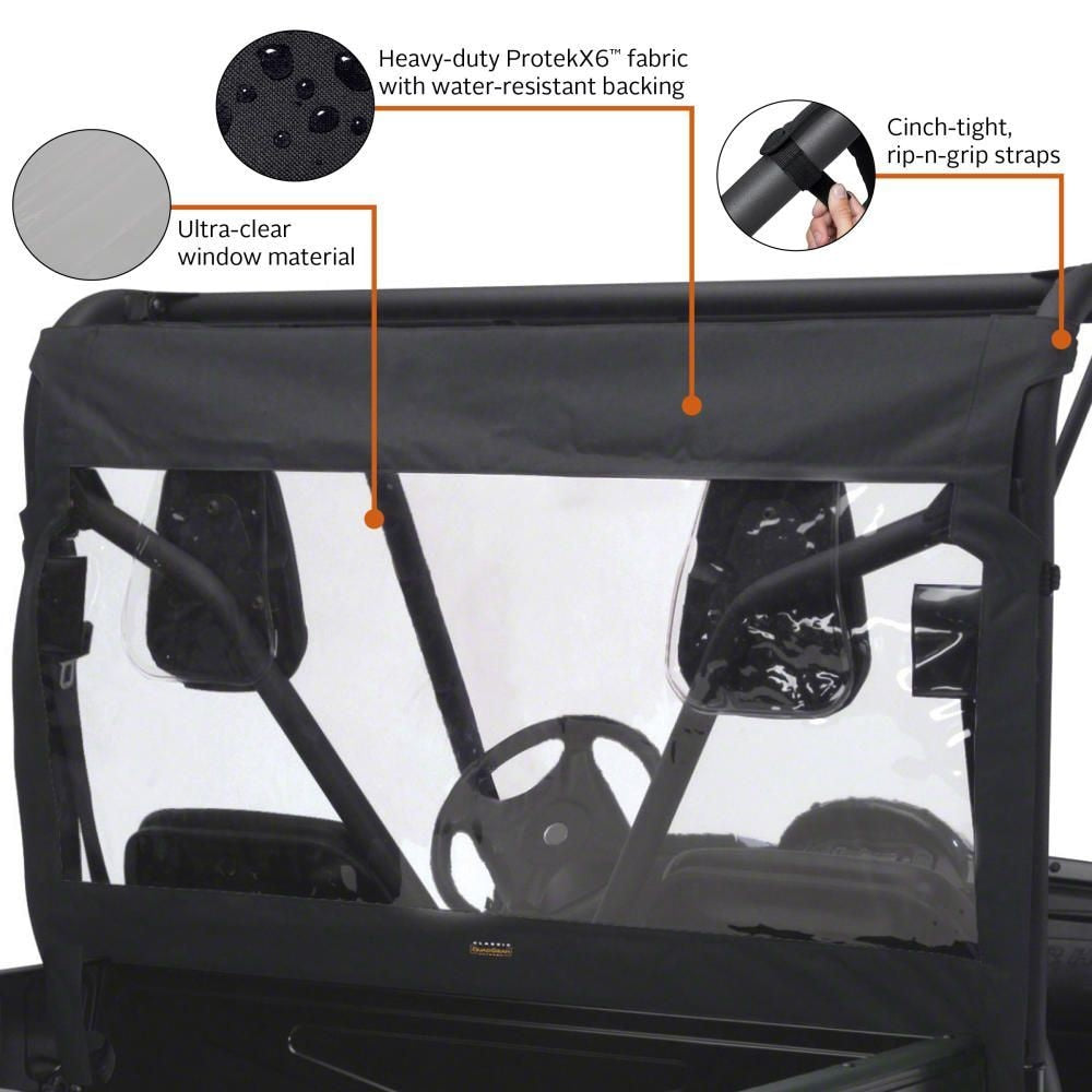Classic Accessories 78637 QuadGear UTV Rear Windshield for Yamaha Rhino, Black