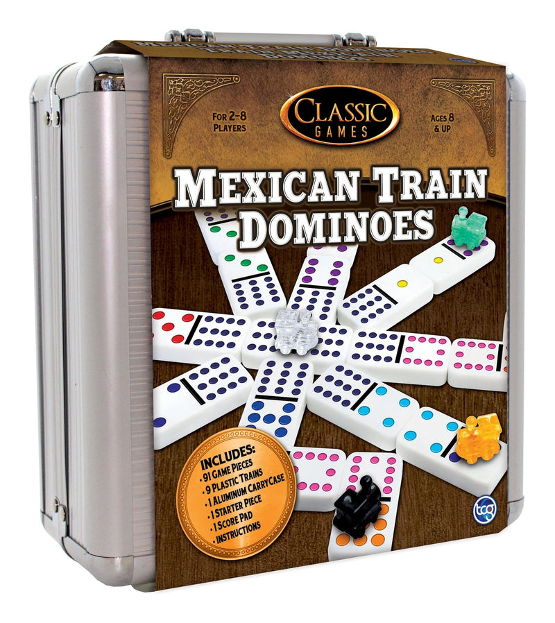 Classic Games Mexican Train Dominos Game Set In Aluminum Carrying Case, Ages 8+ S7