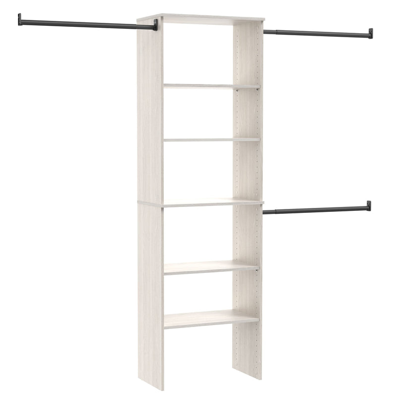 ClosetMaid Suite Symphony Laminate Wood Tower Starter Kit with Rods, White Timber, 25-in T3