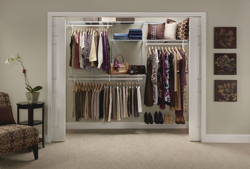 ClosetMaid Wire Shelf Track Closet Organizer Kit, White, 5 x 8-ft S3