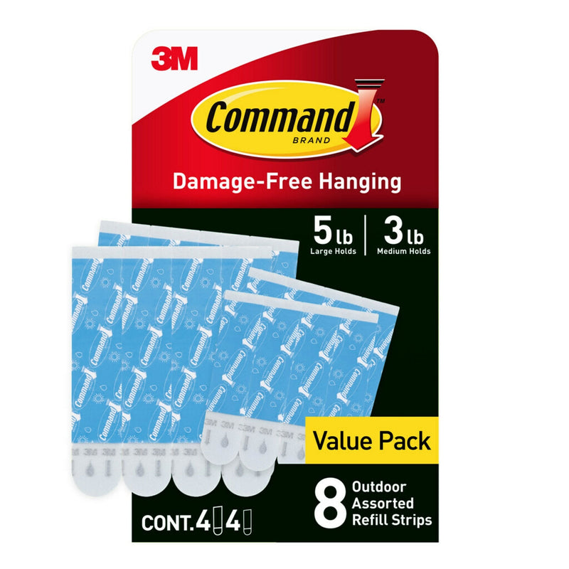 Command 8-Piece 5-lb Medium and Large White All Weather Outdoor & Bath Damage Free Hanging Strips P0
