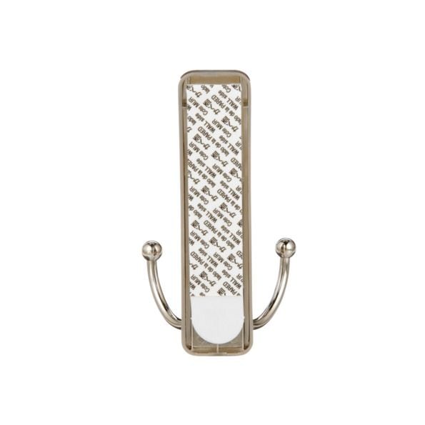 Command Large Decorative Double Hook with Adhesive Strip, Brushed Nickel, 4-lbs, 1 Strip per Pack C7