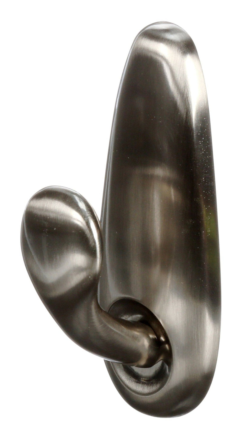Command Large Decorative Metallic Hook with Adhesive Strips, Brushed Nickel, 5-lbs, 1 Strip per Pack E6