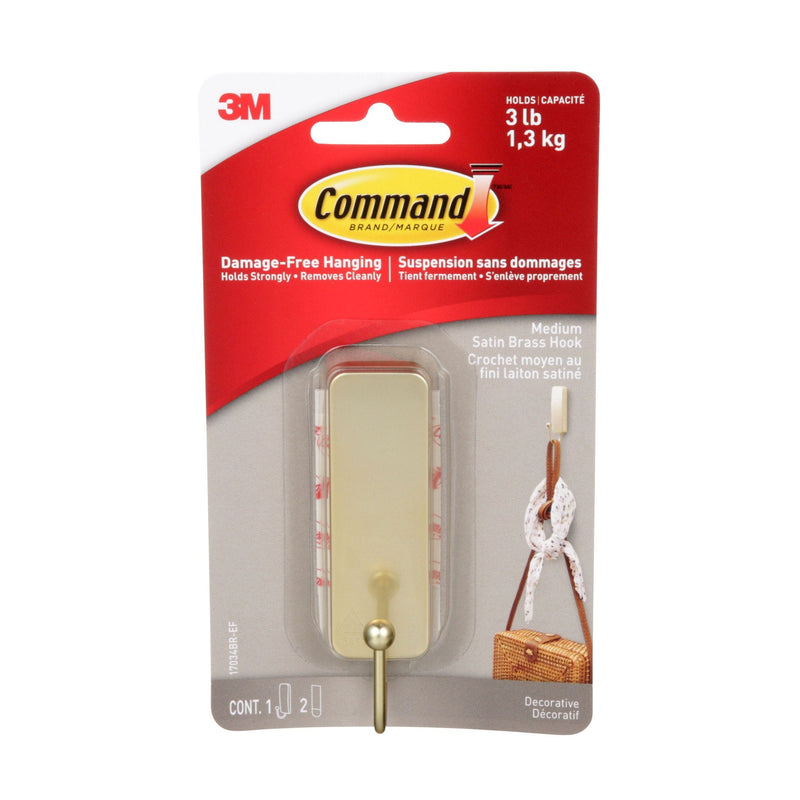 Command Medium Satin Brass Hook J1