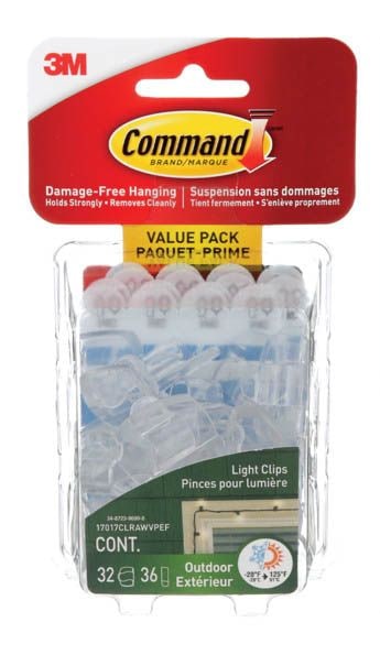Command Outdoor Light Clips with Foam Strips, No Surface Damage, 32 Strips per Pack G1