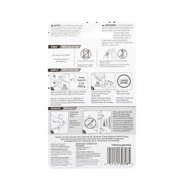 Command Outdoor Medium Window Hooks, No Surface Damage, 5 Hooks per Pack O8