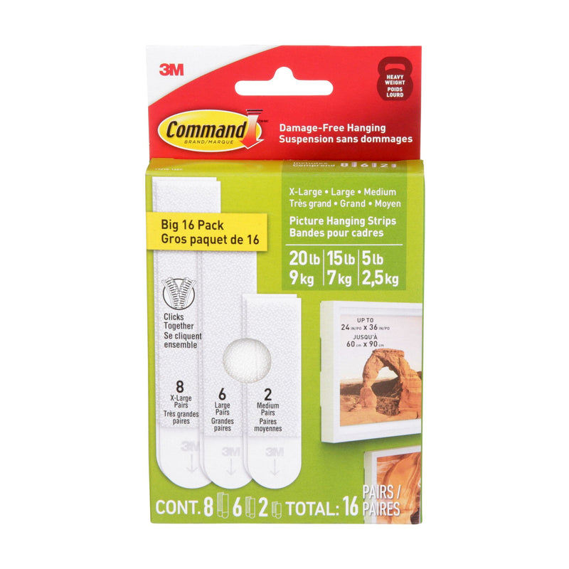 Command White Picture Hanging Strip Mixed Pack, 17218-16EF | 16 Pairs C8