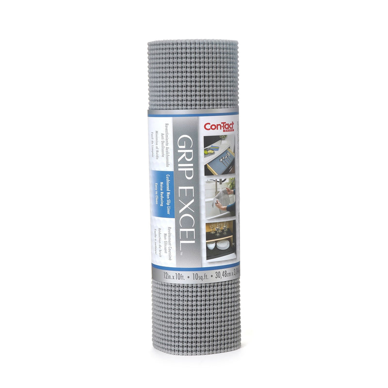 Con-Tact Grip Excel Non-Adhesive Cushioned Shelf/Drawer Liner, Grey, 12-in x 10-ft L7