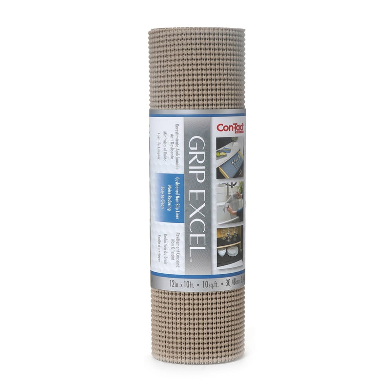 Con-Tact Grip Excel Non-Adhesive Cushioned Shelf/Drawer Liner, Taupe, 12-in x 10-ft O0