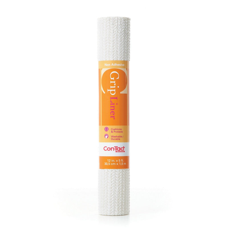 Con-Tact Grip Liner Washable Non-Adhesive Shelf/Drawer Liner, White, 12-in x 5-ft X4