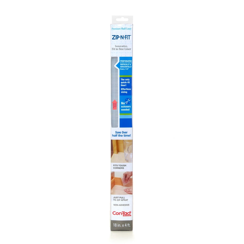 Con-Tact Zip-N-Fit Quick-Fit Non-Slip Solid Grip Shelf/Drawer Liner, Clear, 18-in x 4-ft A8