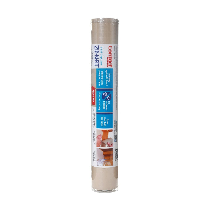 Con-Tact Zip-N-Fit Quick-Fit Non-Slip Solid Grip Shelf/Drawer Liner, Stone, 18-in x 4-ft K3