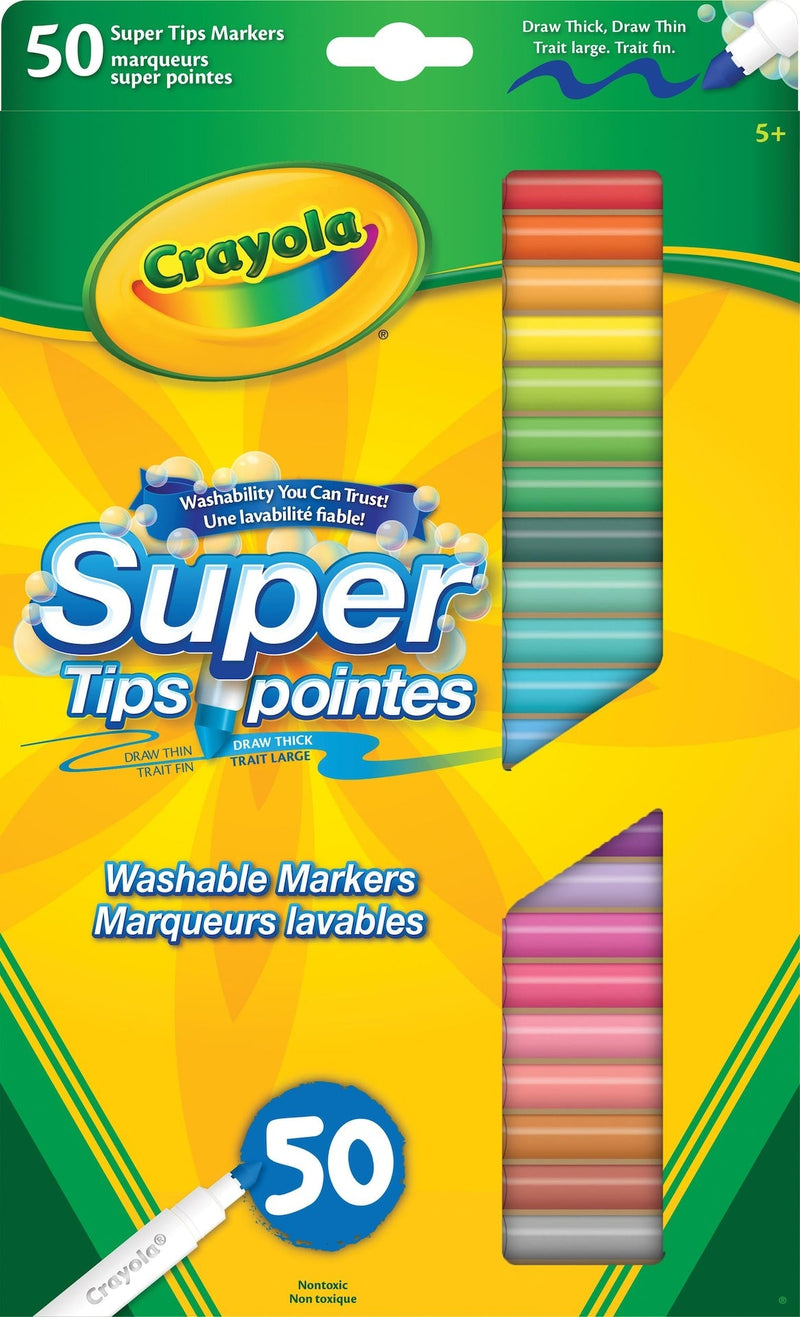 Crayola Super Tips Washable Markers, 50 Pieces, Multicolour P7