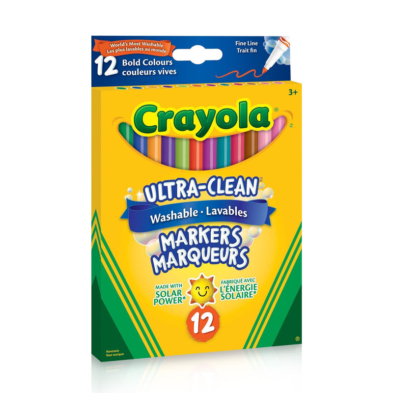 Crayola Ultra-Clean Washable Fine Tip Markers for Drawing/Colouring, Multi-Colour, 12-pk, Ages 3+ O9