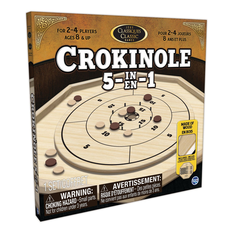 Crokinole 5-in-1 Deluxe Wooden Board Game Set, Ages 8+ C2