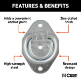 CURT 1-3/8-in x 1-7/8-in Recessed Tie-Down Ring (1200-lb, Clear Zinc)