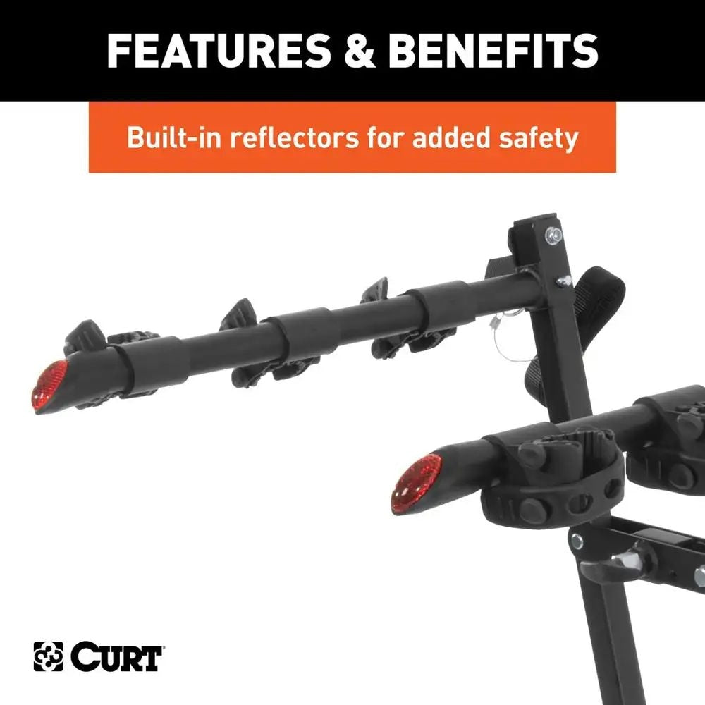 CURT 18013 Clamp-On 3-Bike Hitch Mount Bike Rack, Fits Over 2-in Receiver, Black