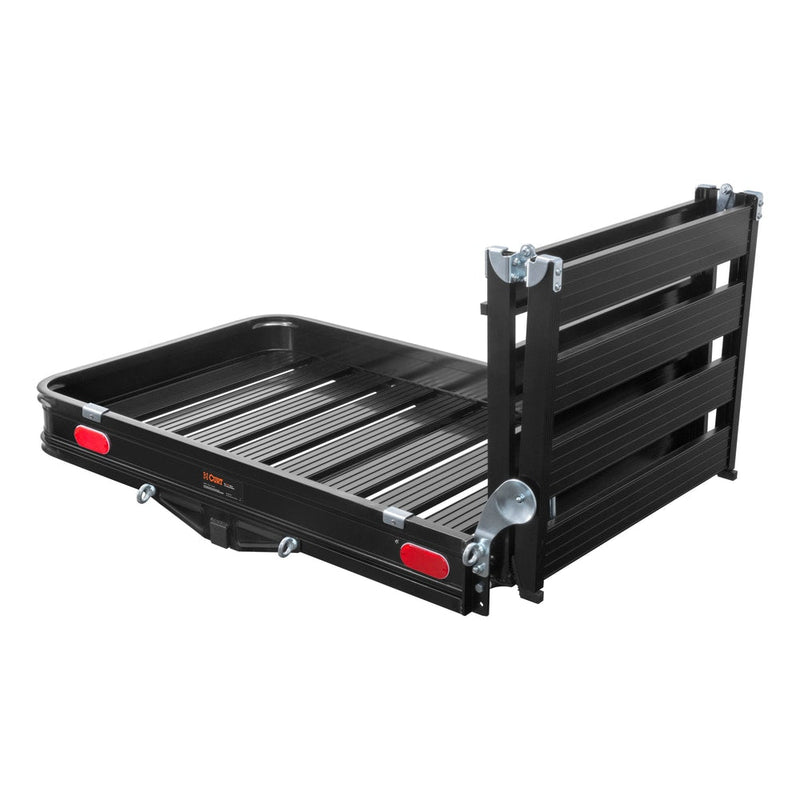 CURT 18112 Aluminum Hitch Mount Basket-Style Cargo Carrier with Ramp, Fits 2-in Receivers, 50 x 30-in M6
