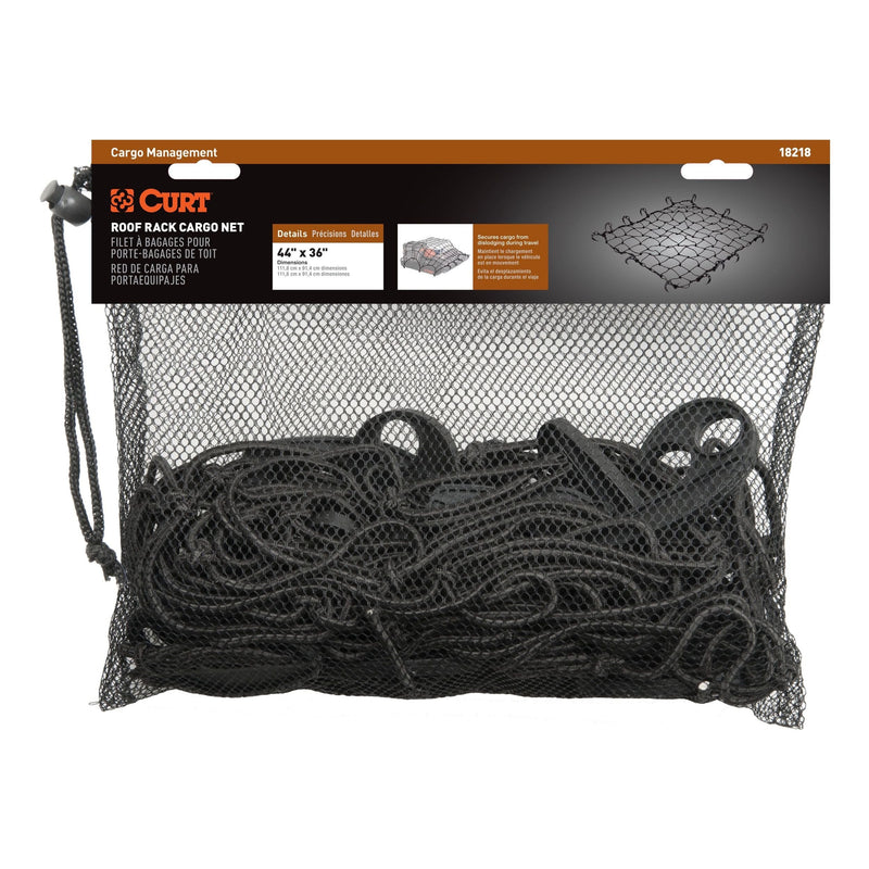 CURT 18218 Elastic Cargo Net with Hooks for Roof Basket, 44 x 36-in K5