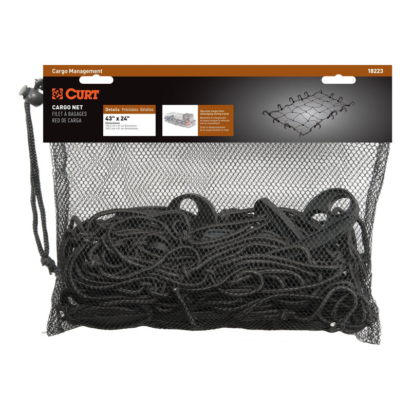 CURT 18223 Elastic Cargo Net with Hooks for Hitch Carrier, 43 x 24-in V4