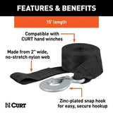 CURT 29450 15-ft Winch Strap with Snap Hook (1,100-lb)