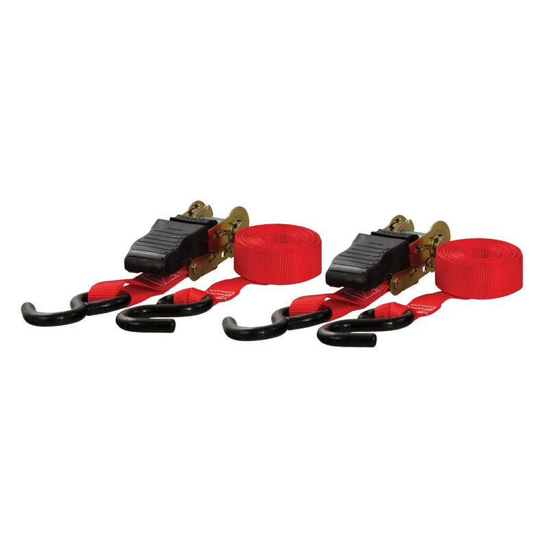 CURT 83001 10-ft Red Cargo Straps with S-Hooks (500-lb, 2-pk) E0