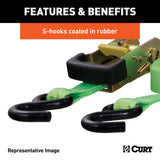 CURT 83002 16-ft Red Cargo Straps with S-Hooks (500-lb, 4-pk)