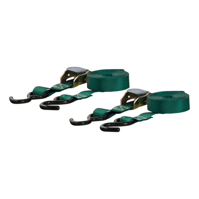 CURT 83015 Cargo Straps with S-Hooks, Dark Green, 300-lb, 15-ft, 2-pk U5
