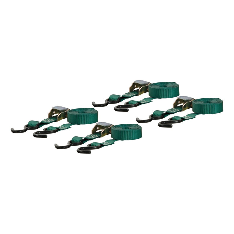 CURT 83016 Cargo Straps with S-Hooks, Dark Green, 300-lb, 16-ft, 4-pk S0