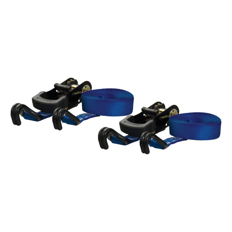 CURT 83020 Cargo Straps with J-Hooks, Blue, 733-lb, 16-ft, 2-pk B4
