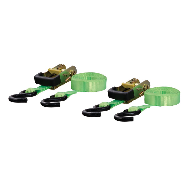 CURT 83028 16-ft Lime Green Cargo Straps with S-Hooks (1,100-lb, 2-pk) E4