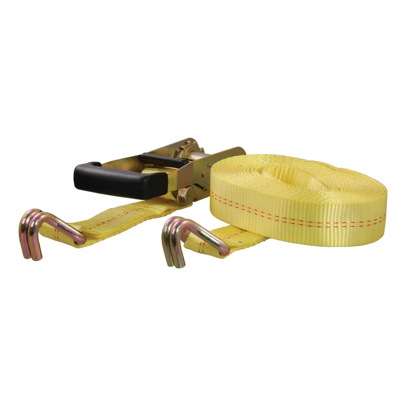 CURT 83047 Cargo Strap with J-Hooks, Yellow, 3,333-lb, 27-ft G4