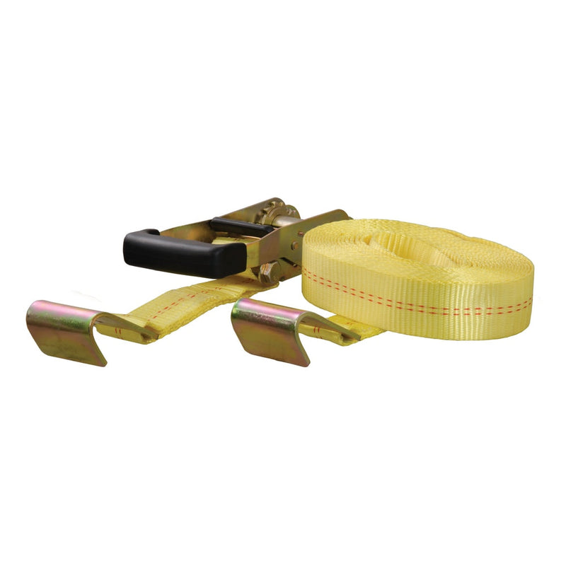 CURT 83048 27-ft Yellow Cargo Strap with Flat Hooks (3,333-lb) D7