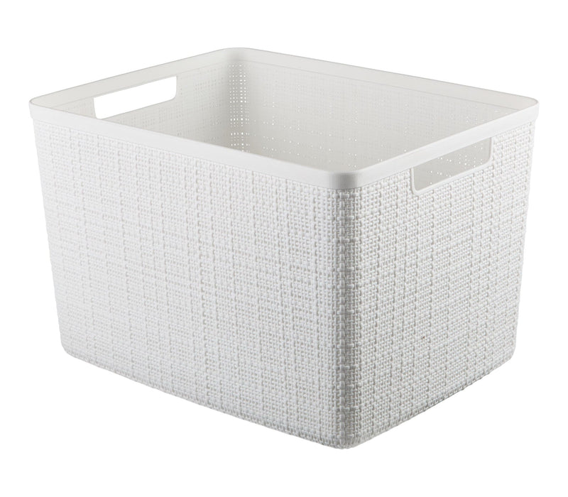 Curver Large Jute Weave Nesting Storage Basket, White E3