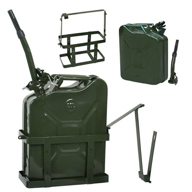 Jerry Can with Holder 20L Liter 5 Gallons - Steel Tank Gasoline Green Q4