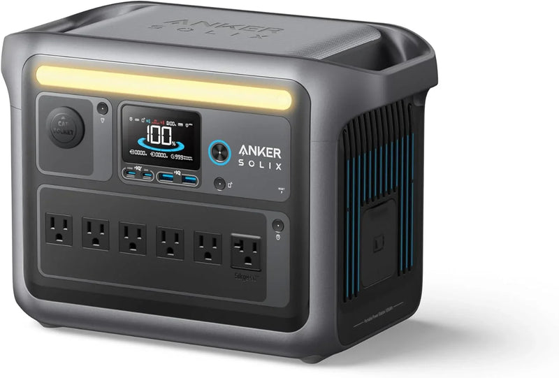 Portable Power Station with 200W Solar Panel, 1800W Solar Generator, 1056wh LFP (LiFePO4) Battery, 6 AC Outlets, Up to 2400W for Home, Power Outages, and Outdoor Camping C0