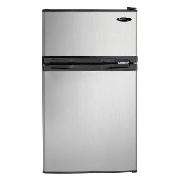 Danby Designer 3.1 cu. ft. Dual Door Compact Fridge with Freezer in Stainless-steel Look F4