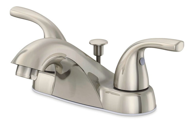 Danze Renovate Double Handle Bathroom Sink Faucet with Pop-up Drain, 4-in Centreset, Brushed Nickel J5