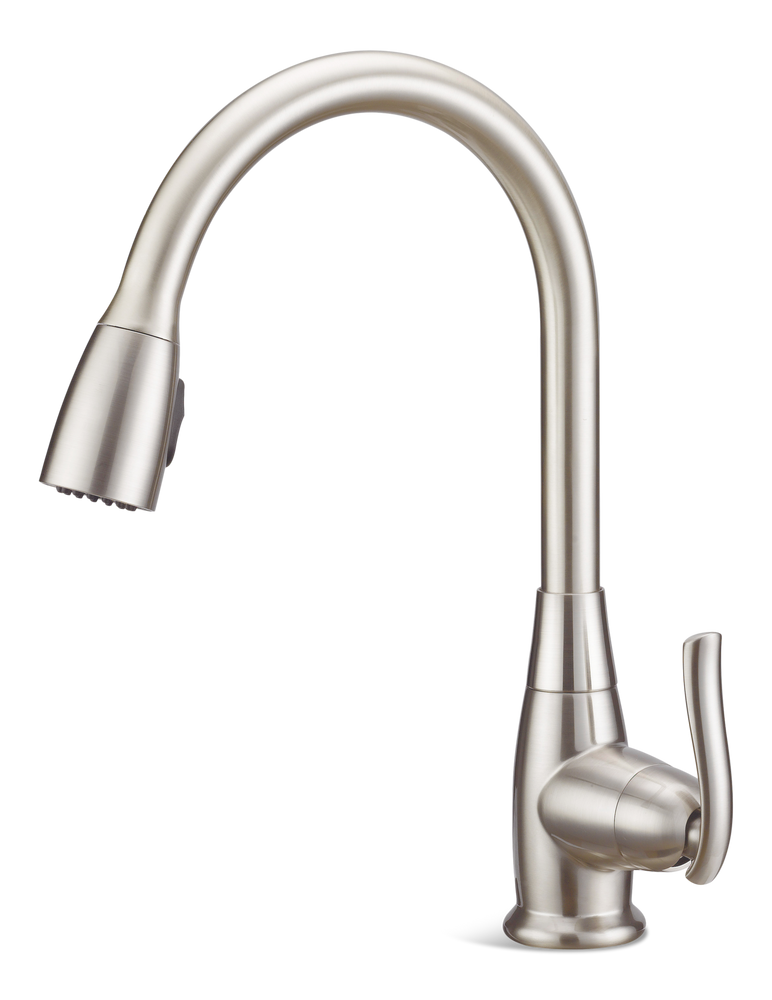 Danze Terrazo Single Handle Pull Down Kitchen Faucet, Stainless Steel E5